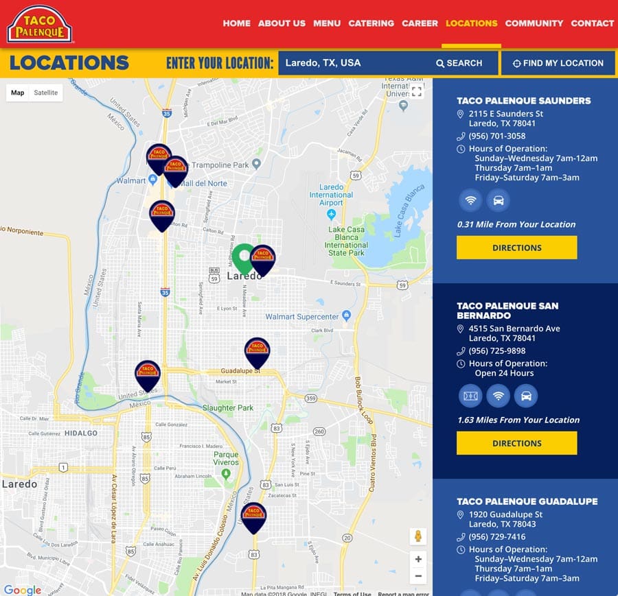 Taco Palenque Restaurant Locator