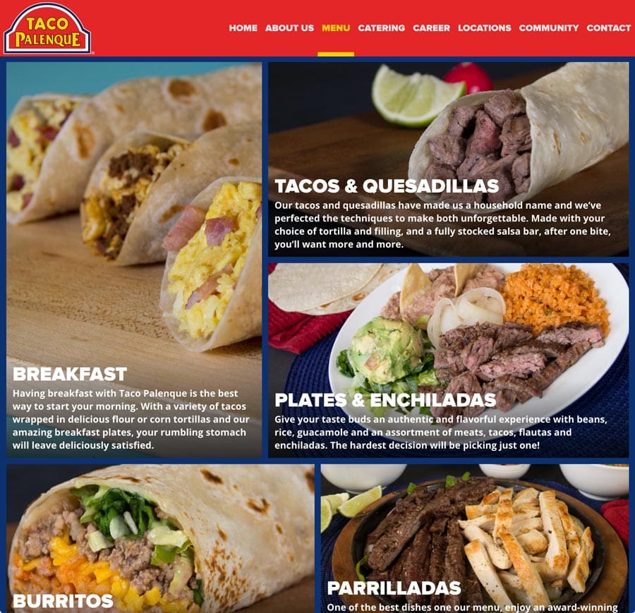 Taco Palenque Menu